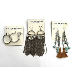 Lucky Brand Earrings Lot of 3 Pairs | Hoop, Fringe & Tassel | Boho Jewelry